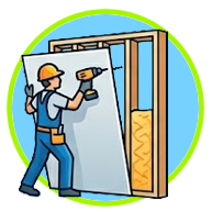 Man installing drywall